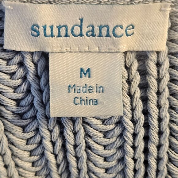 Sundance Women Chunky Knit Cardigan Blue M Crochet Boho Cottagecore Quiet Luxury - Picture 4 of 11